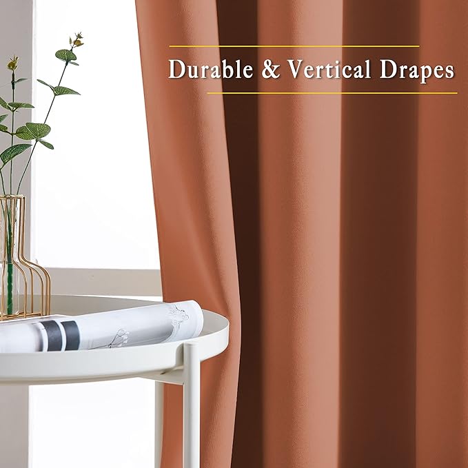 NICETOWN Blackout Burnt Orange Curtains 63 inch Length 2 Panels - Image 5