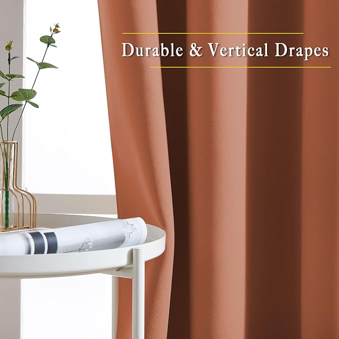 NICETOWN Burnt Orange Window Treatments 66 inch Length 2 Panels Set, Grommet - Image 5