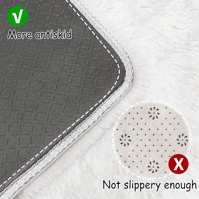 Runner Rug for Bedroom White 2x10ft Fluffy Area Rug Bedside Runner Rug for Kids - Image 4