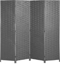 Room Divider Wall Divider 6FT 4 Panels Wood Mesh Hand-Woven Indoor Room Screen by Dopinmin