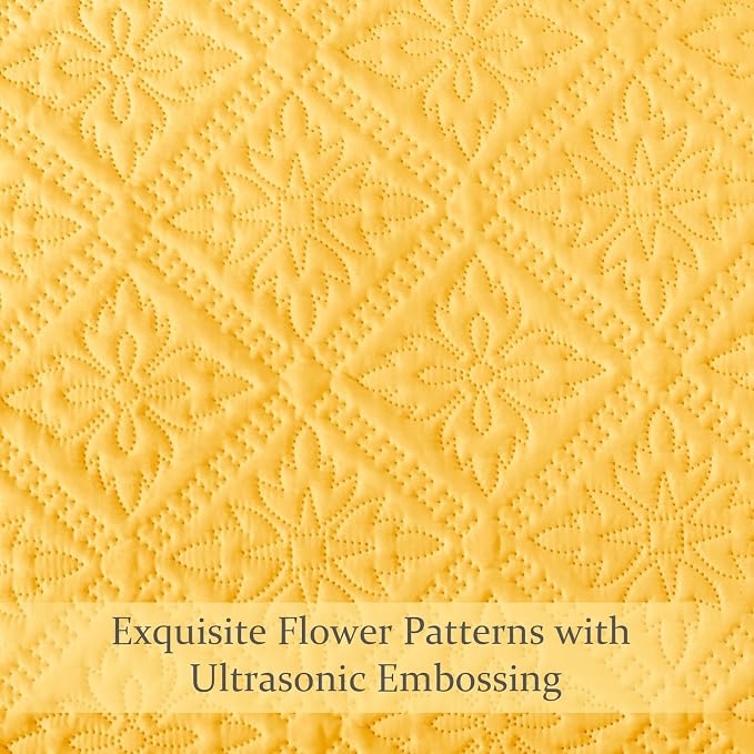Exclusivo Mezcla Full Queen Quilt Set, Bright Yellow | Lightweight Soft - Image 5