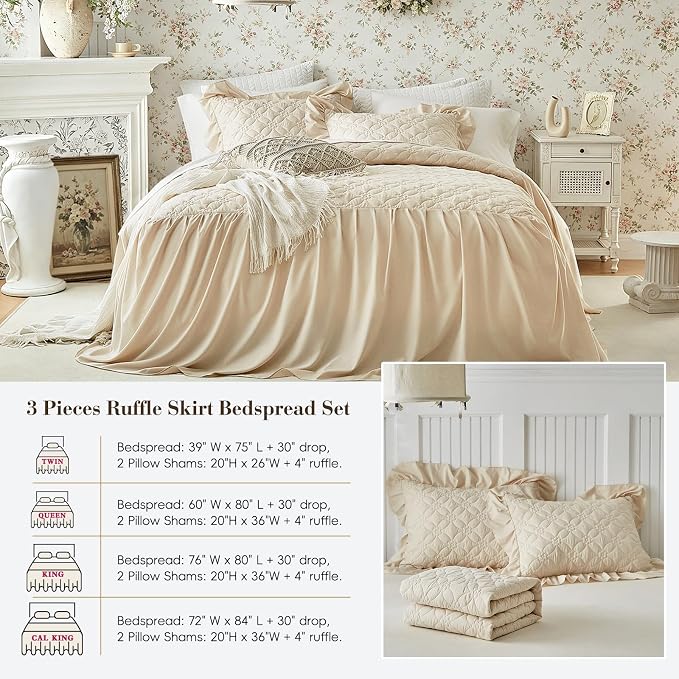 Ruffle Skirt Bedspread Set Flower Style - Image 8