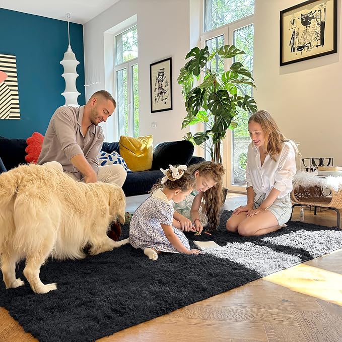 OLANLY 4x5 Machine Washable Accent Rug, Soft Fluffy Shaggy Area Rug - Image 7