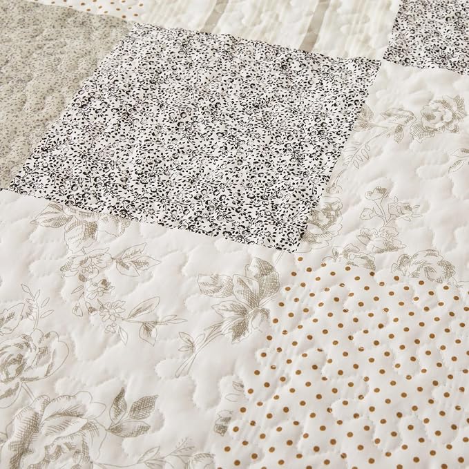 Cmfshape Summer Floral King Quilt Set, Reversible Quilted Bedspread - Image 5