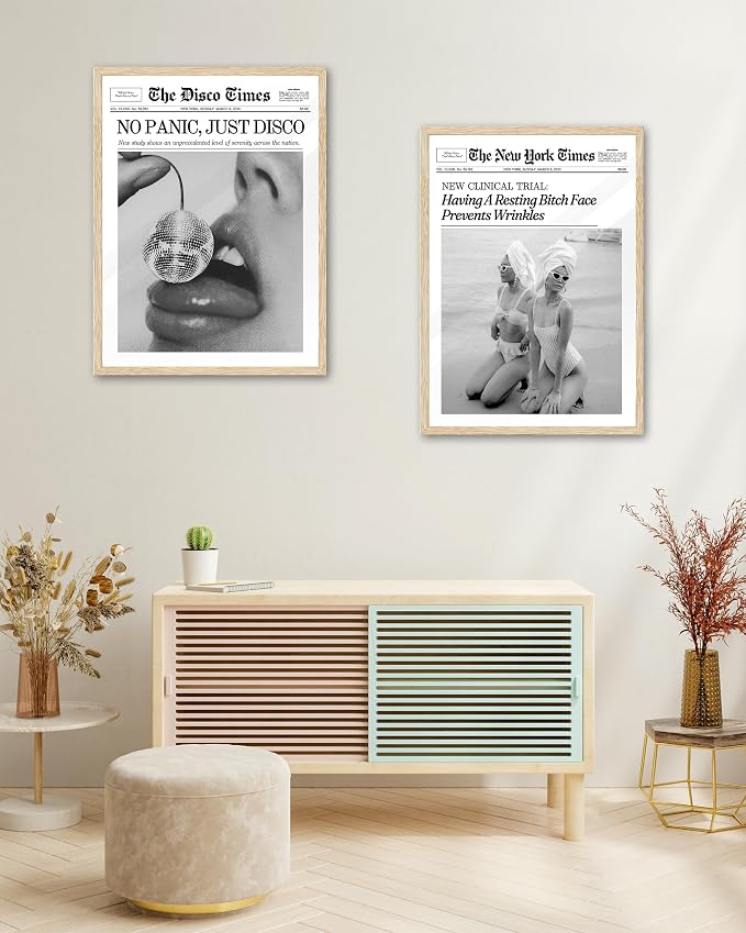 iHery 12x16in No Panic Just Disco Framed Newspaper Wall Art | Natural OAK Wood - Image 8