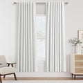 White 100% Blackout Linen Curtains 52 Inch Wide by 76 Inch by Guken
