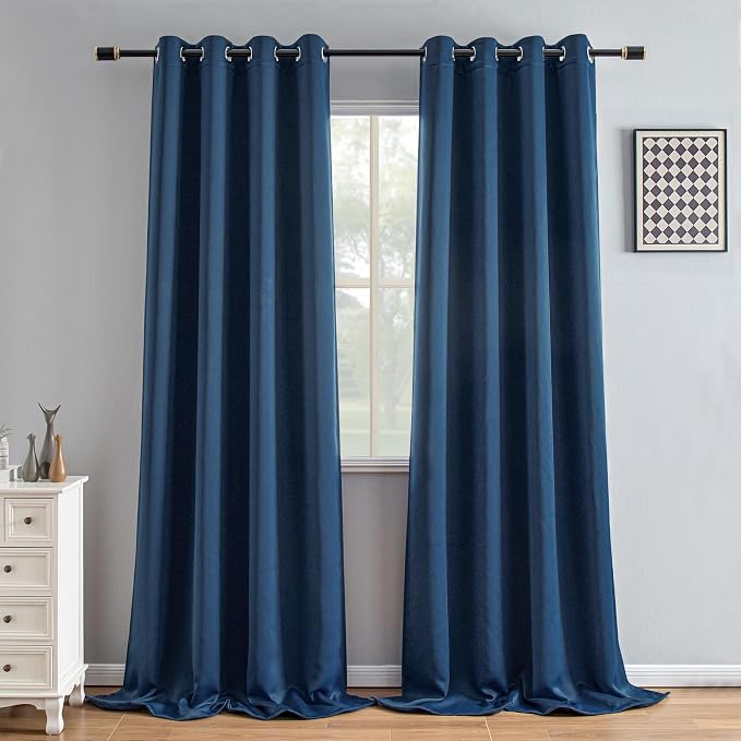 IGEMAEVE Blackout Curtains for Bedroom Grommet Blue 52" W x 108" L | Bedroom | - Image 3