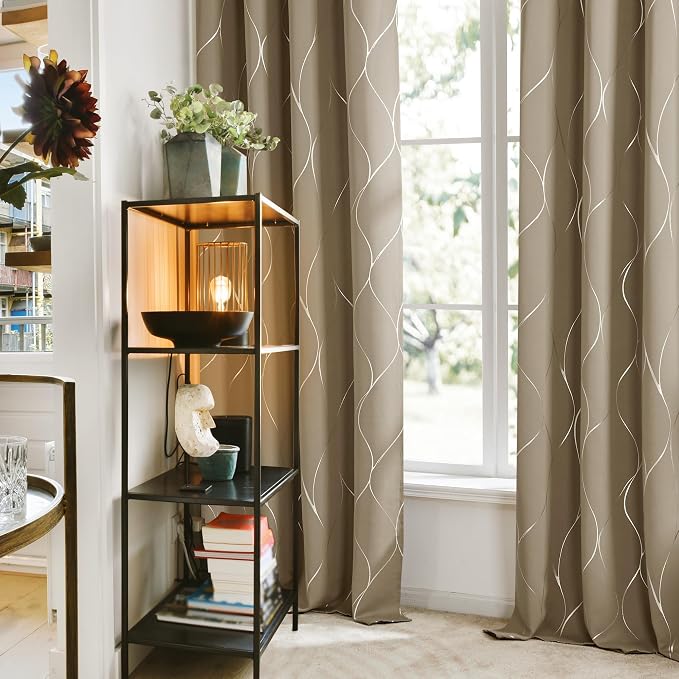 Deconovo Curtains for Living Room, Pattern Blackout Curtains 84 Inches Long | - Image 3
