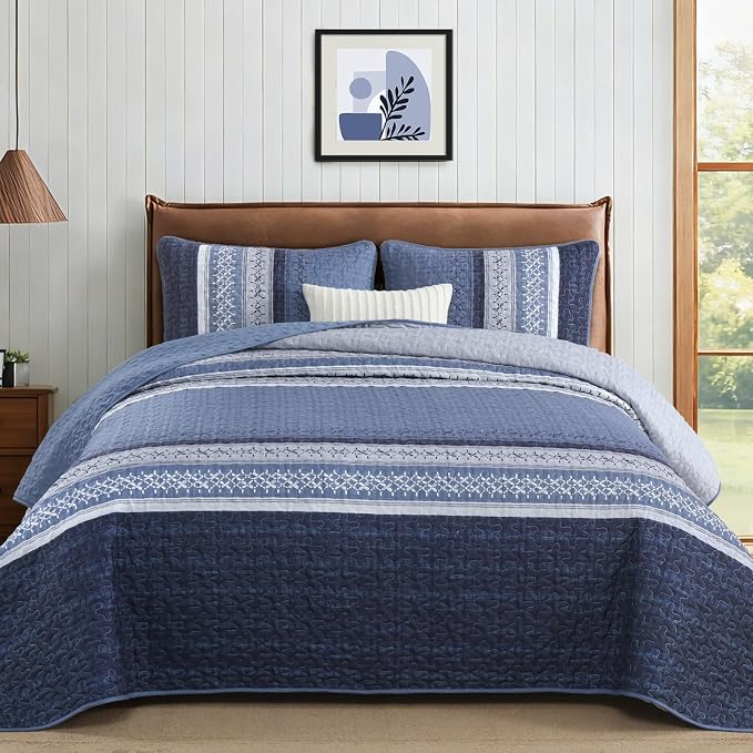 Cottolester King Quilt Bedding Set, All Seasons Microfiber Boho Quilt Set by Cottolester