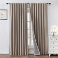 100% Blackout Curtains 84 inch Length 2 Panels Faux Linen Long Drapes by Zyvola