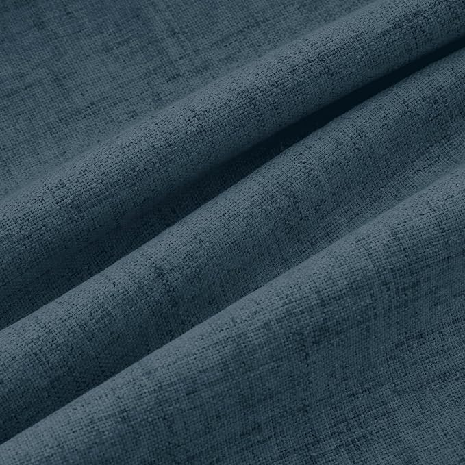 MIULEE 100% Blackout Linen Curtains 42 x 63 Inch Navy Blue 2 Panels | Thermal - Image 9