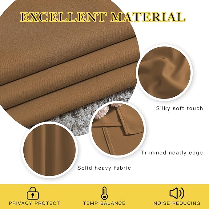 NICETOWN Short Blackout Gold Brown Curtains - Image 4