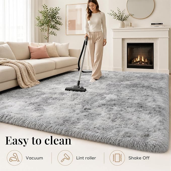 PLHXFR 6x9 Area Rugs Living Room: Fluffy Bedroom Shag Rug Light Grey | Upgrade - Image 9
