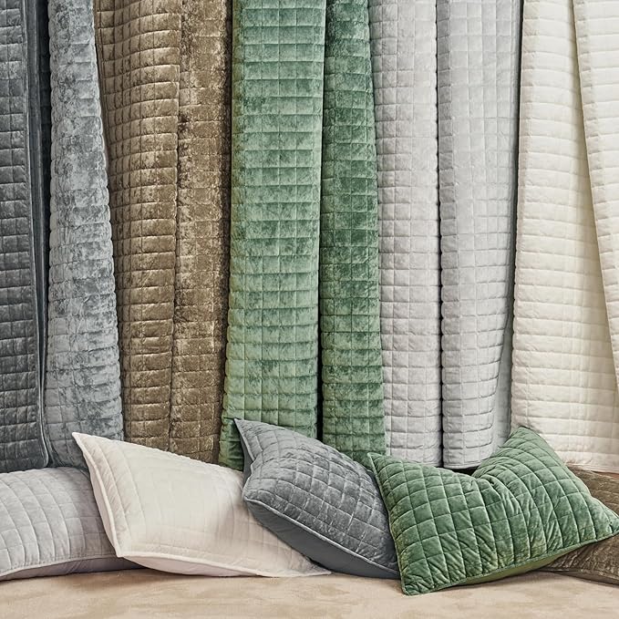 RECYCO Channel Box Stitch Velvet Quilt Set, King Size, Charcoal Gray | Ultra - Image 6