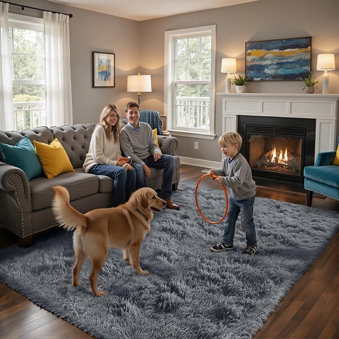 Grey 3x5 Area Rugs for Bedroom, Fluffy Shag Rug Small Rug Bedroom Carpet | - Image 4