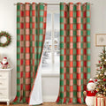 Red Green Plaid Blackout Curtains 96 Inch Long, 52 Wide 2 Panels | Linen by Lajode