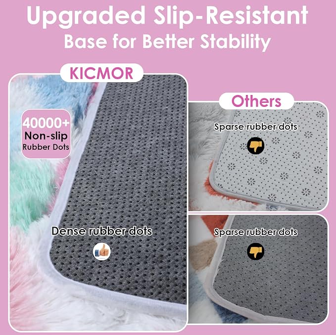 KICMOR Pink Rainbow Area Rugs for Bedroom Living Room, 4x6 Fluffy Soft Colorful - Image 4