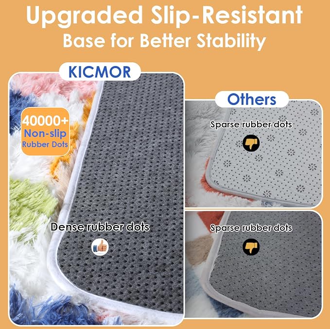 KICMOR Rugs for Living Room 5x7, Fluffy Soft Colorful Checkered Shag Area Rug - Image 4