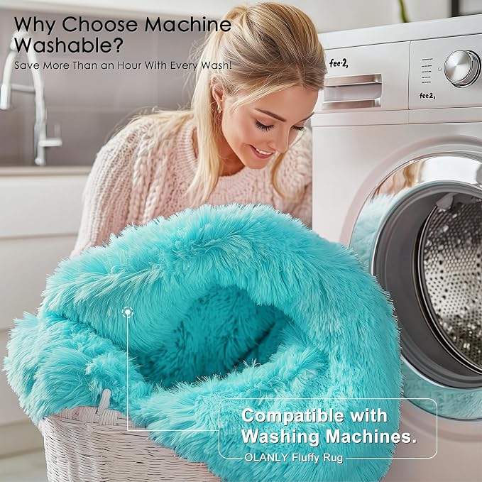 OLANLY 3x5 Machine Washable Small Bedside Rug, Soft Fluffy Shaggy Rugs - Image 2