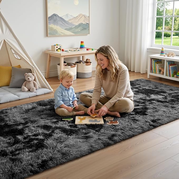 Deerhoo 3x10 Runner Rugs for Long Hallway Bedroom Kitchen, Dark Grey | Tie-Dyed - Image 6