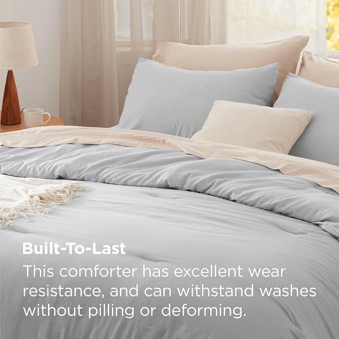 Bedsure California King Comforter Set, Light Grey Soft Prewashed Bedding - Image 3