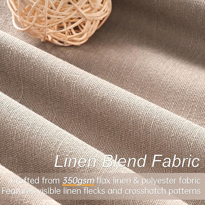 90 inch long linen Blackout curtains 2 Panels 100% Black out Linen texture - Image 2