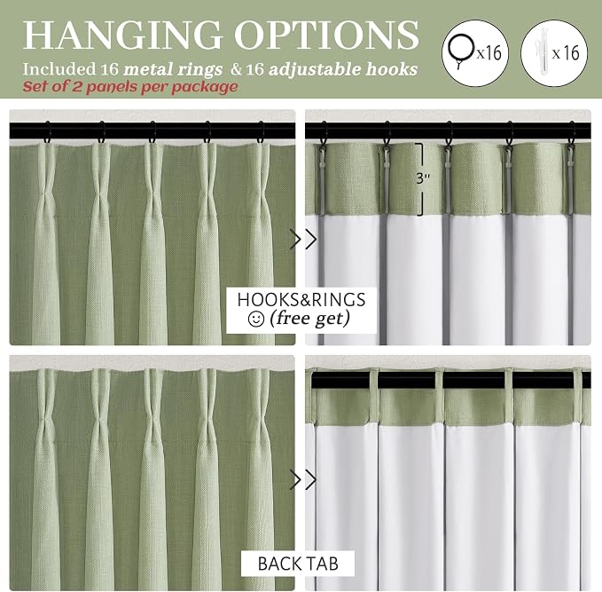 Sage Green Pinch Pleated Curtains 84 Inches Long - Image 9