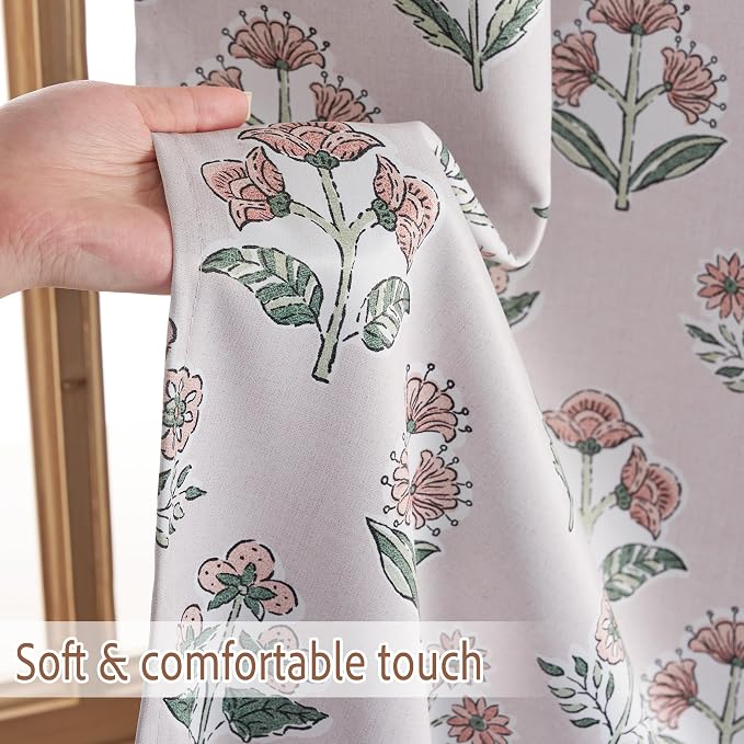 RYB HOME 100% Blackout Floral Curtains 63 Inches Long, Grommet Room Darkening - Image 8