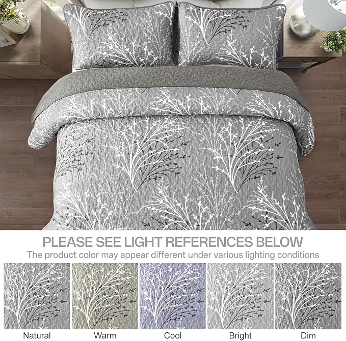 DJY Grey Quilt Set Queen Size - Image 3
