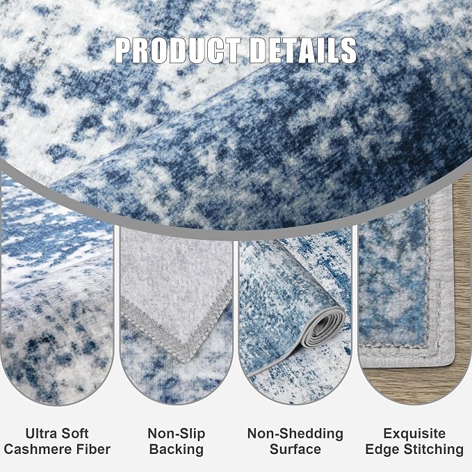 6x9 Area Rug Living Room Rug: Washable Modern Abstract Soft Thin Rug Indoor - Image 7