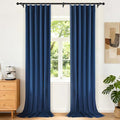Etherealveil Navy Blue Pinch Pleated Blackout Curtains 2 Panels 40"x102" | Back by Etherealveil