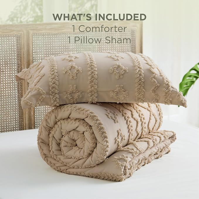 Bedsure Tufted Boho Comforter Set Twin Size - Image 6