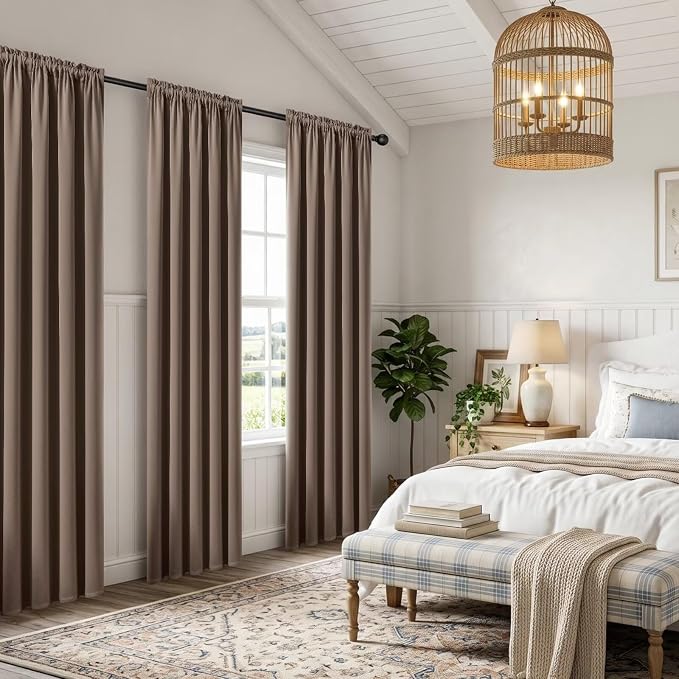 CUCRAF Khaki Blackout Curtains 96 inch Length 2 Panels Set, Rod Pocket Room - Image 7
