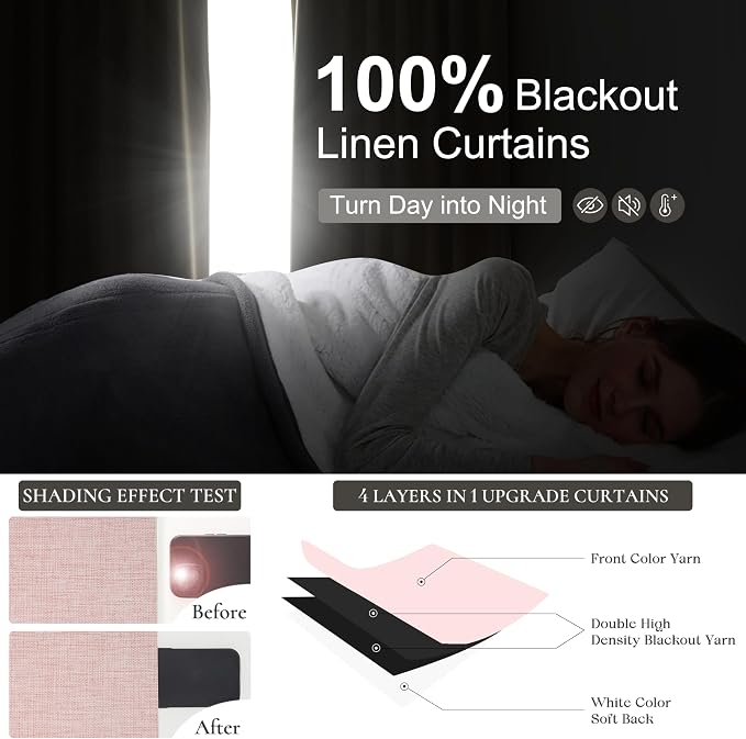 Cute Baby Pink Blackout Curtains 70 Inches Extra Wide Pleated - Image 2