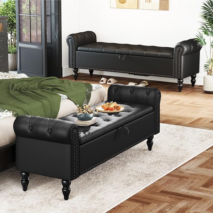 63” End of Bed Bench, Bedroom Bench - Image 8