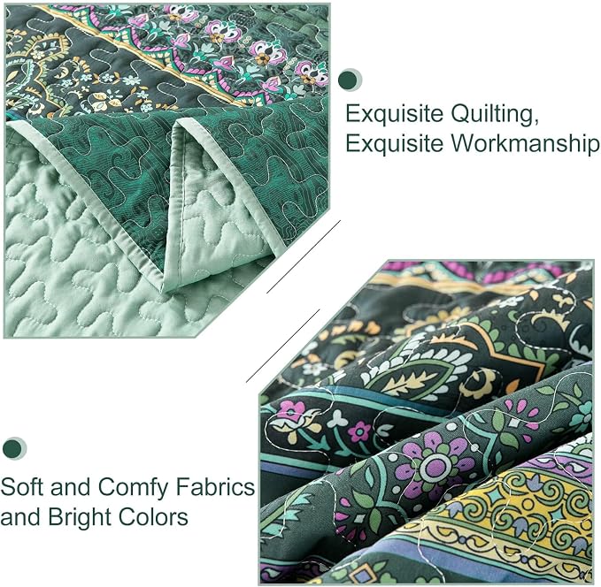 WONGS BEDDING Boho Quilt Set Twin Size, Lightweight Microfiber Bed Decor - Image 5