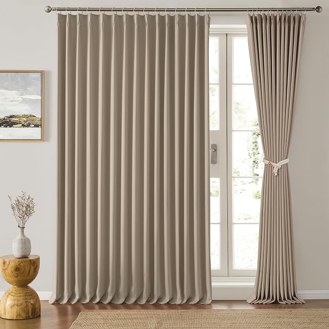 Pinch Pleated Patio Sliding Door Curtains 95 Inch Length by KEQIAOSUOCAI