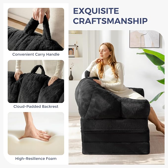 MAXYOYO Folding Sofa Bed, 2 in 1 Convertible Sofa to Lounger | Comfy Loveseat - Image 5