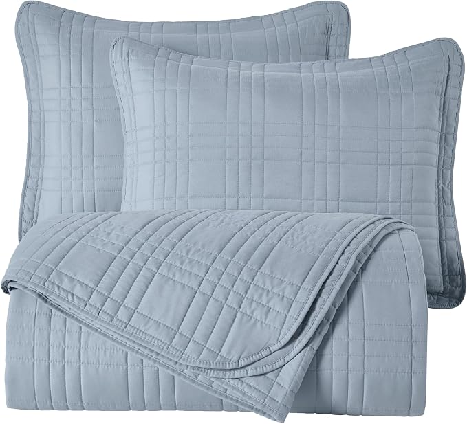 Chezmoi Collection Kingston Queen Size Bedspread Set, 3-Piece Cool Gray - Image 9