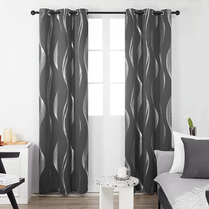 Deconovo Curtains for Living Room, Pattern Blackout Curtains 72 Inches Long | - Image 2