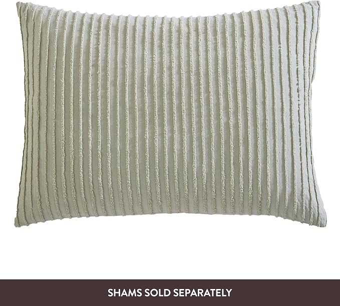 Beatrice Home Fashions Twin Channel Chenille Bedspread, Sage | Soft, - Image 5