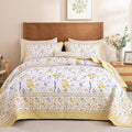 WONGS BEDDING Floral Quilts Set Queen, Microfiber Lightweight Farmhouse Bed by WONGSBEDDING