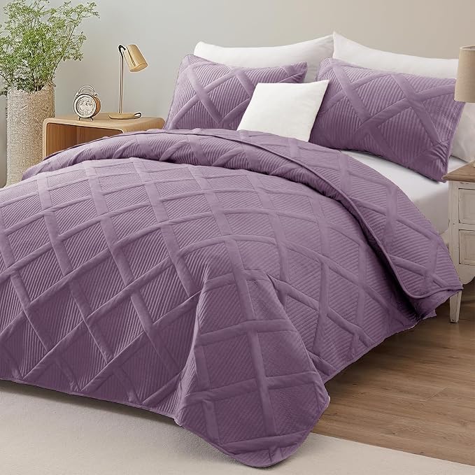 Exclusivo Mezcla California King Size Quilt, Dusty Lavender | Soft Bedspreads - Image 2
