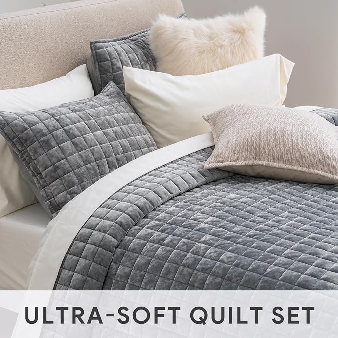 RECYCO Channel Box Stitch Velvet Quilt Set, Twin/Twin XL Size, Luxury Oversized - Image 5