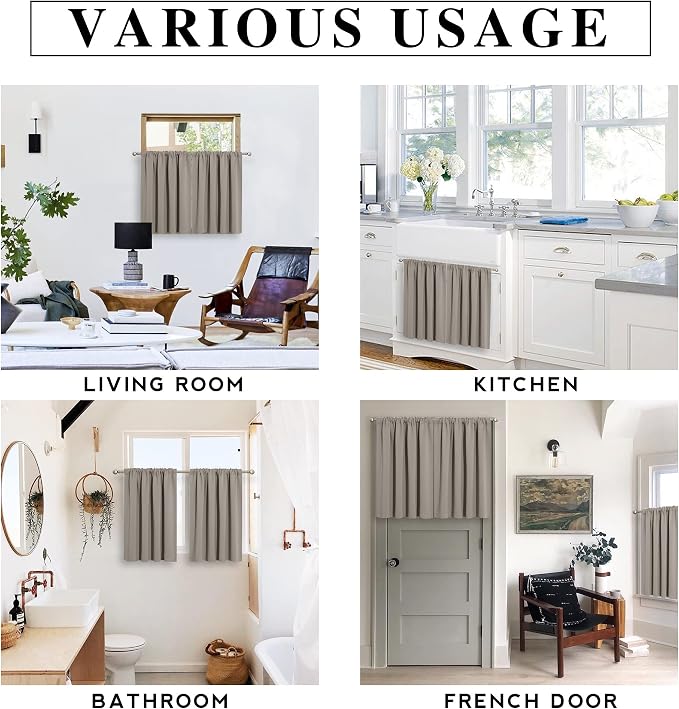 RYB HOME Basement Bathroom Kitchen Cafe Blackout Privacy Curtains 30 inches | - Image 7