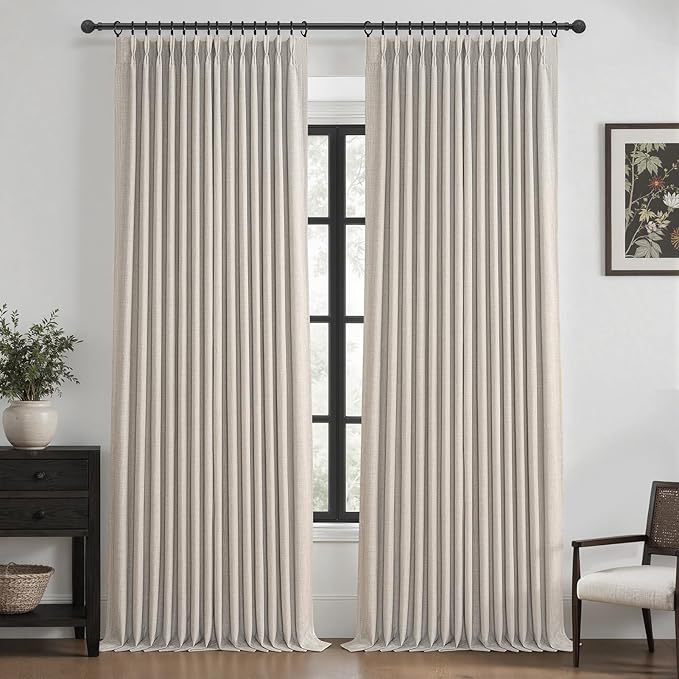 Greyish Beige Blackout Patio Sliding Door Curtains 92 Inches Long 2 Panels by PleatedDrapes