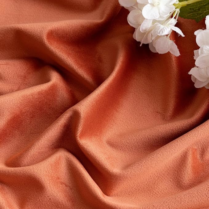 MIULEE Fall Burnt Orange Velvet Blackout Curtains Pinch Pleat 52" Wx108 L | 2 - Image 4