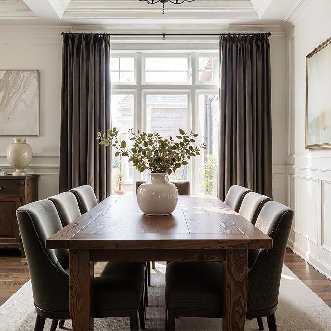 96 inches long Taupe Velvet Blackout Curtains - Image 2
