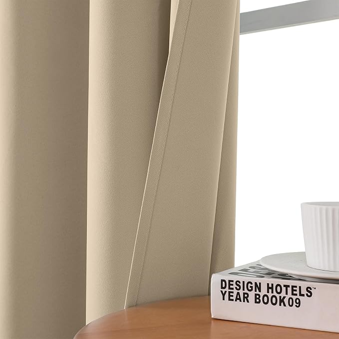 CUCRAF Light Beige Blackout Curtains 72 inch Length 2 Panels Set, Room - Image 7
