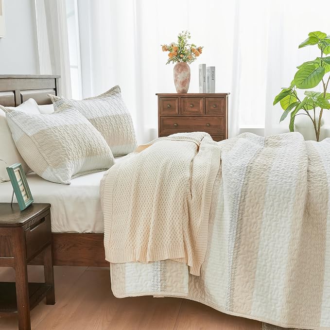 King Size Quilt Set Beige - Image 2
